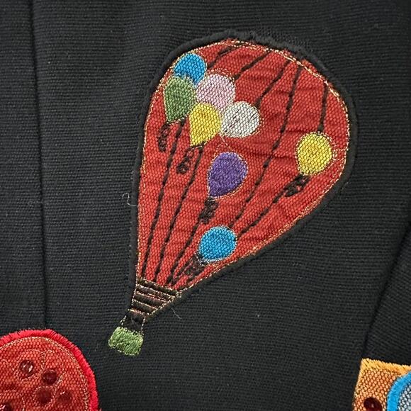 Vintage Anage Women's Small Jacket Hot Air Balloon Design Embroidered Sequins - Picture 12 of 13